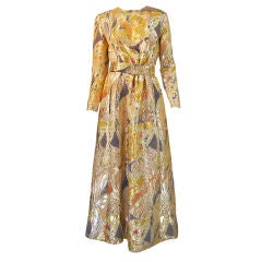1960s Givenchy Gold Silk Metallic Gown