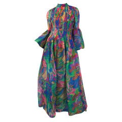 1960s Couture Bell Sleeve Silk Pierre Cardin Dress