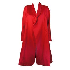 Early 1980s Red Silk Galanos Tent Coat