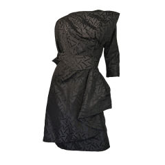 Retro 1950s Heavy Silk Swagged Mignon Dress