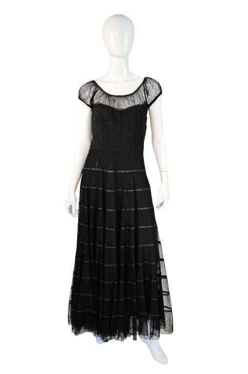 1940s Anna Miller Silk and Lace Gown at 1stdibs