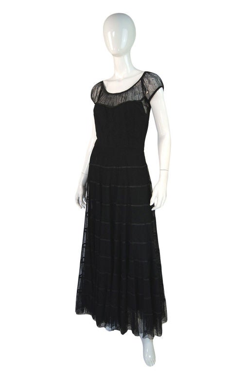 Women's 1940s Anna Miller Silk & Lace Gown