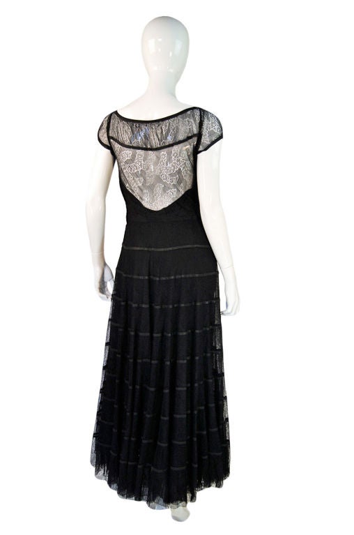 1940s Anna Miller Silk & Lace Gown 1