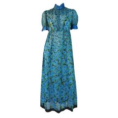 1960s Rare Dollyrockers Blue Floral Maxi