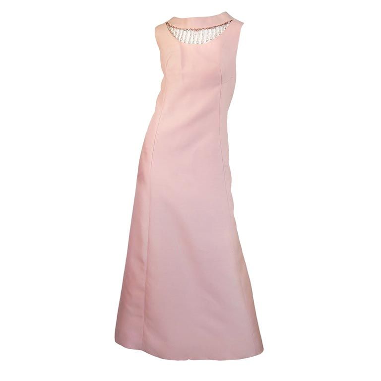 1960s Pink & Crystal Lillie Rubin Maxi