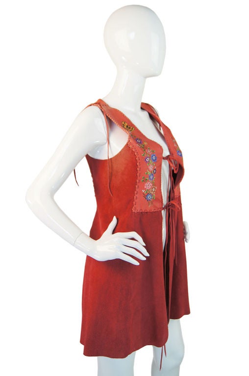 Rare 1970s Coral Suede Painted Char Vest 1