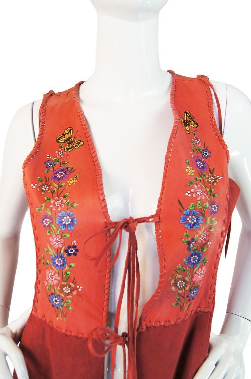 Rare 1970s Coral Suede Painted Char Vest 3