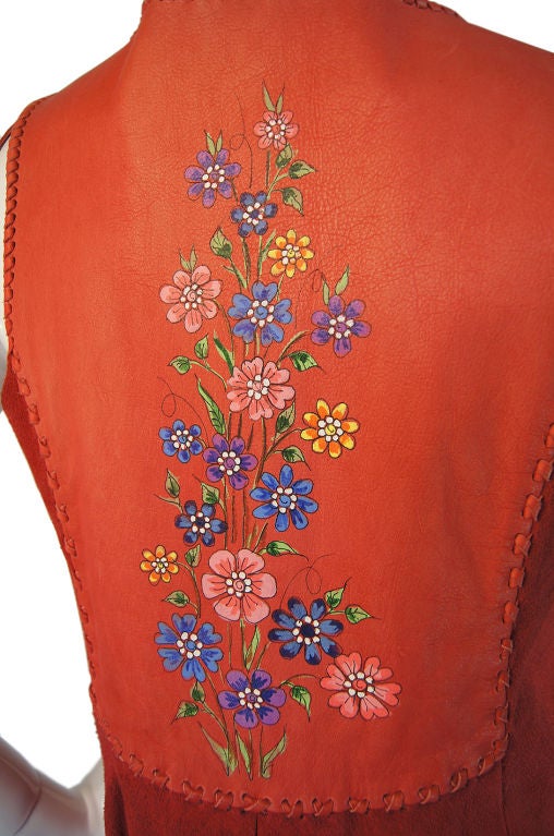 Rare 1970s Coral Suede Painted Char Vest 5