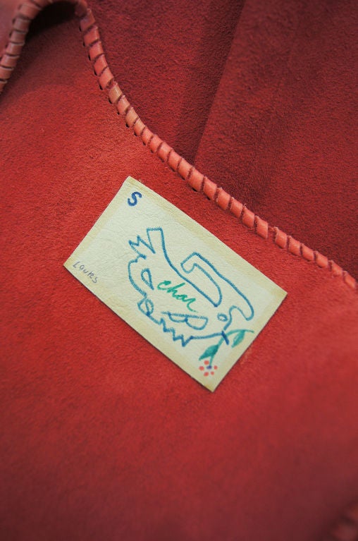 Rare 1970s Coral Suede Painted Char Vest 6