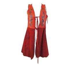 Rare 1970s Coral Suede Painted Char Vest