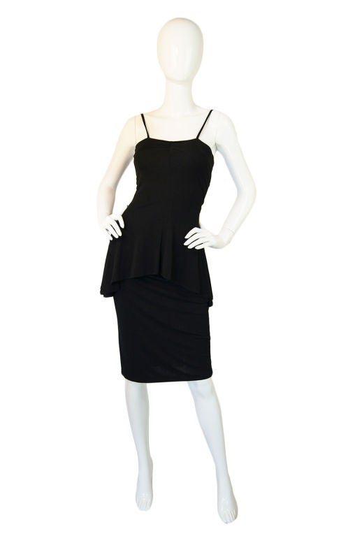 1970s Norma Kamali Fitted Peplum Dress For Sale at 1stDibs