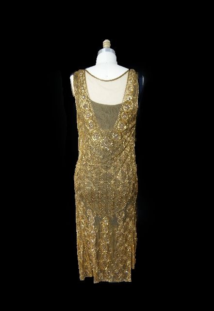 Women's 1920s Gold Netting Flapper Dress