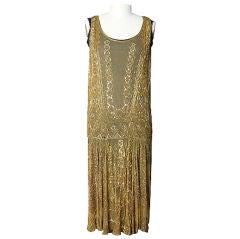 Antique 1920s Gold Netting Flapper Dress