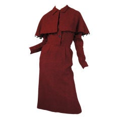 1940s Check Dress W Detachable Cape