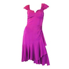 1980s Vivid Sueded Silk Vicky Tiel Dress