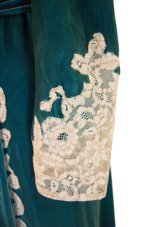 1930s Silk Velvet and Lace Morning Robe at 1stDibs
