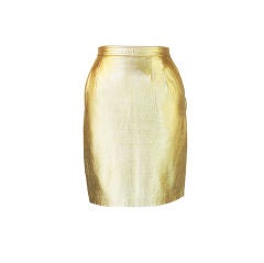 1970s Gold Lame YSL Leather Skirt