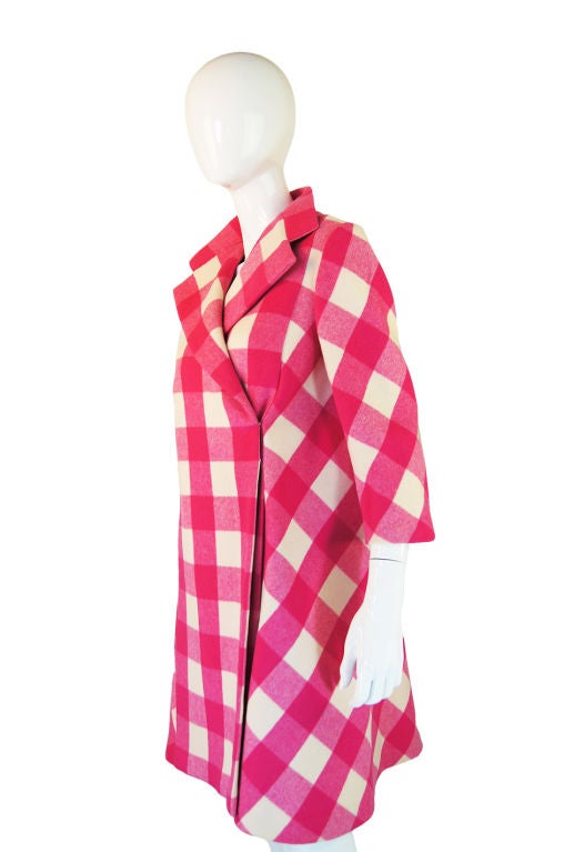 1960s Pink Check Pauline Trigere Coat 1