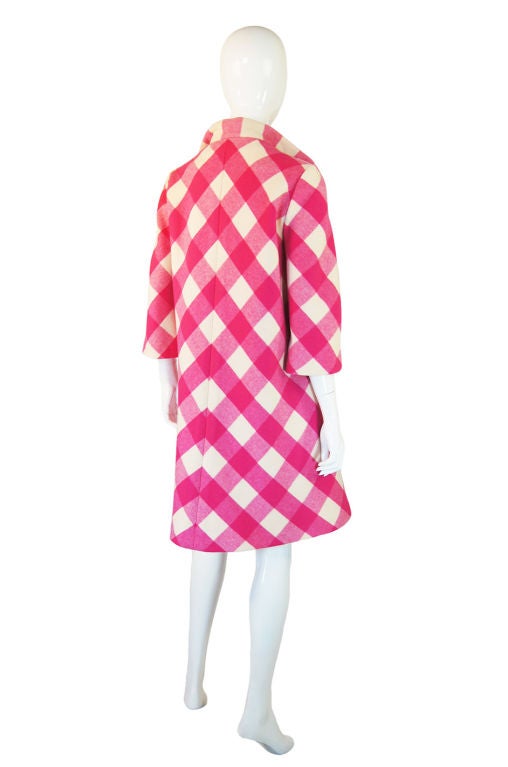 1960s Pink Check Pauline Trigere Coat 2