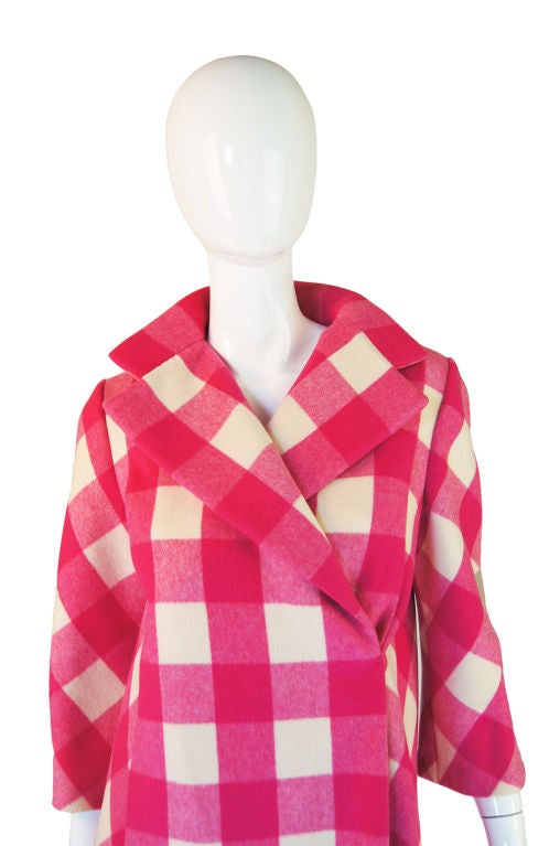 1960s Pink Check Pauline Trigere Coat 3