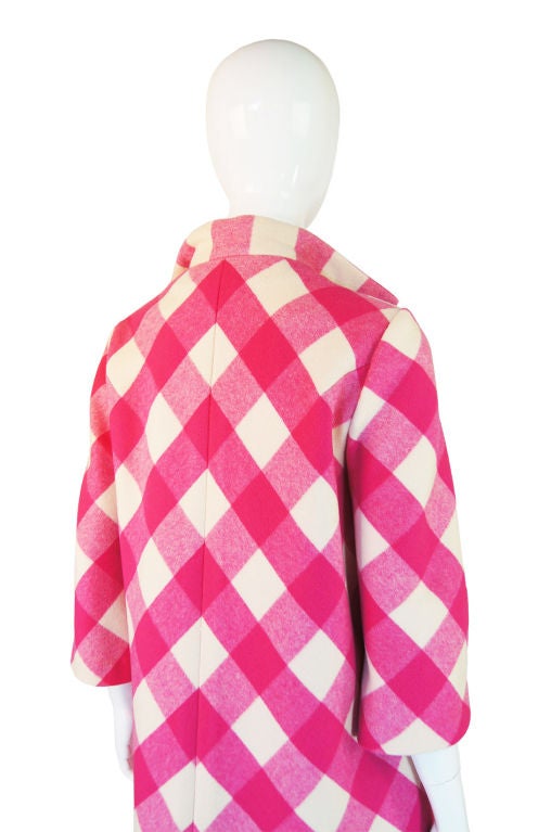1960s Pink Check Pauline Trigere Coat 4