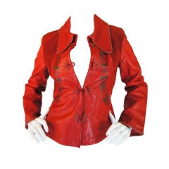Vintage 1970s Rare Red Hand Painted Char Jacket