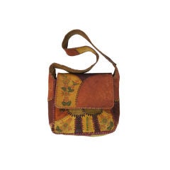 1970s Hand Painted Patchwork Char Bag