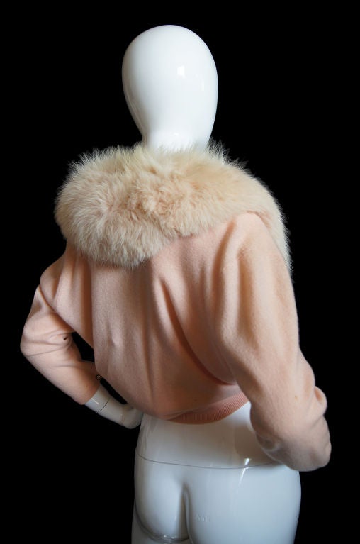 1950s Pink Cashmere & Fox Sweater 1