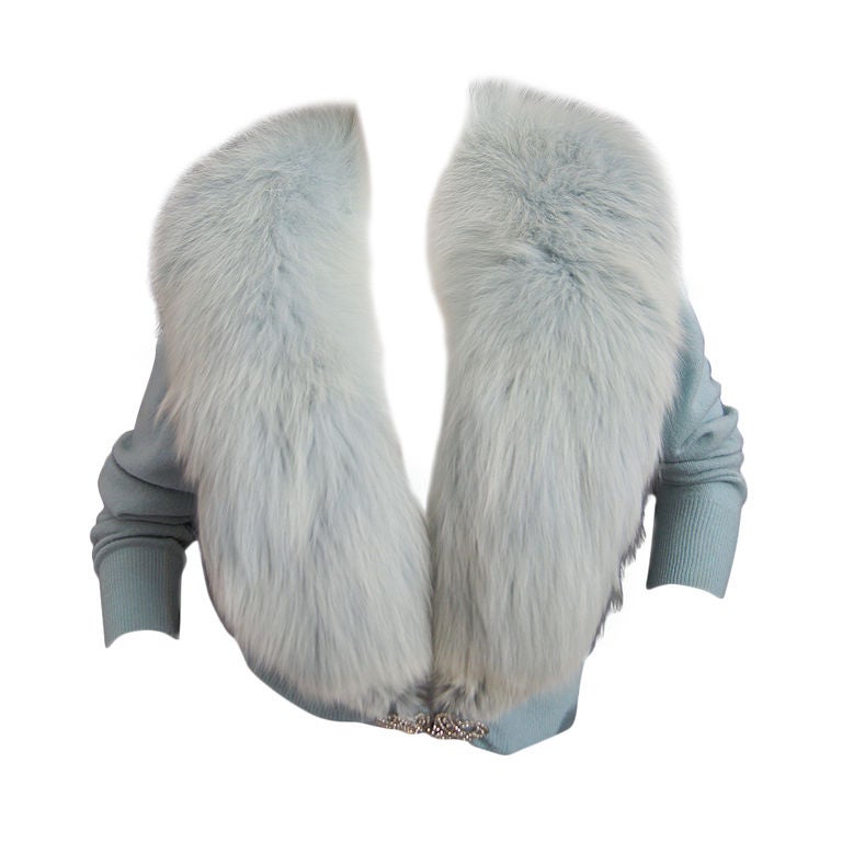 1950s Blue Cashmere 
Fox Sweater