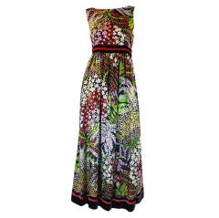 1970s Adele Simpson Printed Silk Sheath