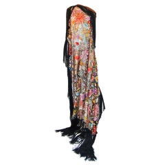 Antique 1920s Spanish Floss Lace Silk Shawl