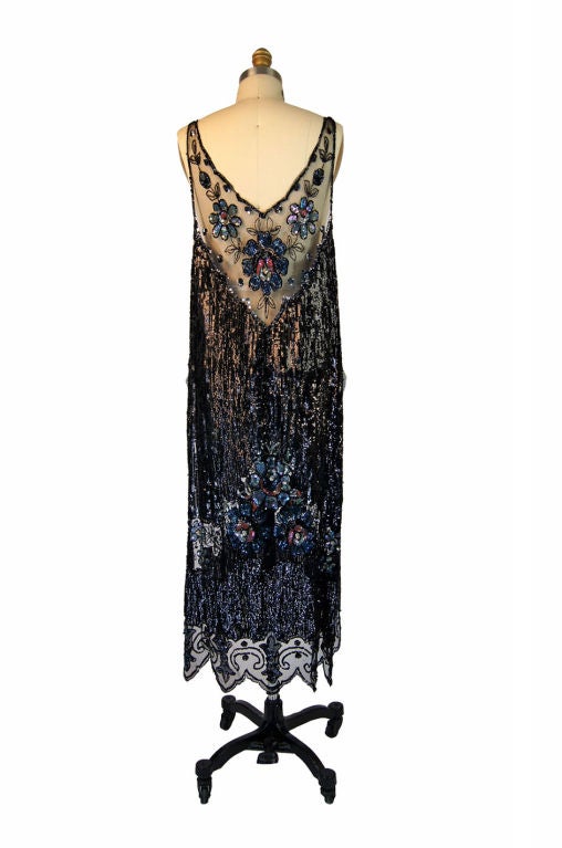 Women's 1920s Silk Net Sequin Flapper Over Dress