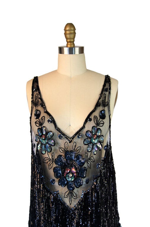 1920s Silk Net Sequin Flapper Over Dress 2