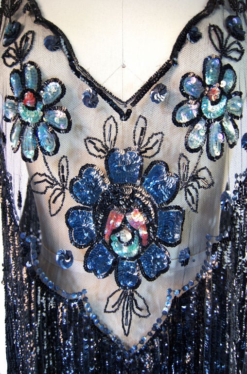 1920s Silk Net Sequin Flapper Over Dress 5