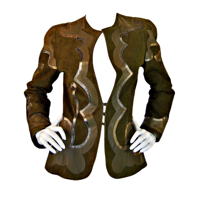  Sant Angelo 1970s Suede Applique Jacket For Sale
