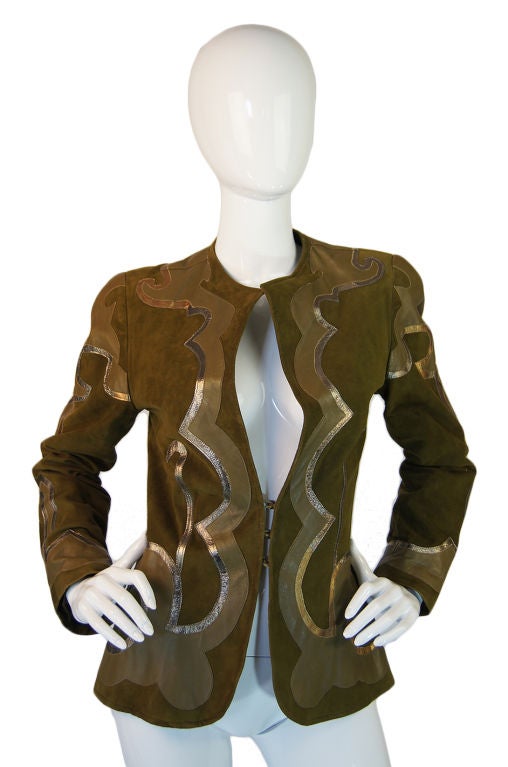Sant Angelo 1970s Suede Applique Jacket For Sale at 1stDibs