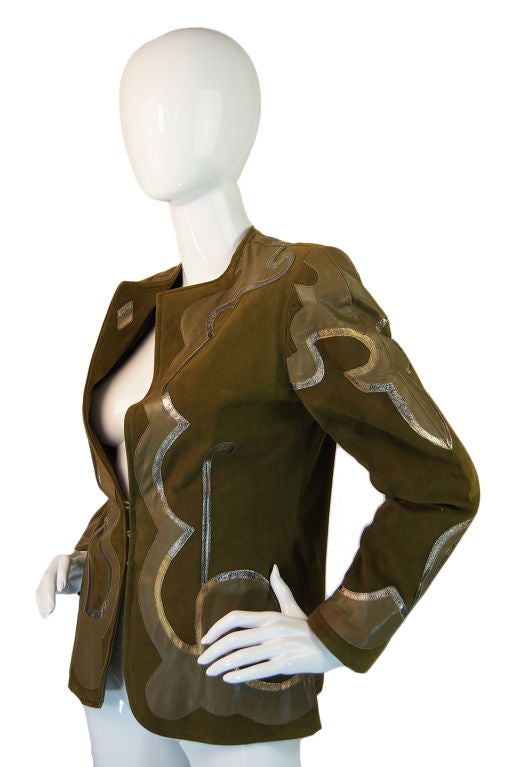 Women's  Sant Angelo 1970s Suede Applique Jacket For Sale
