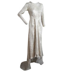 Antique 1930s Silver & Gold Floral Lame Wedding Gown