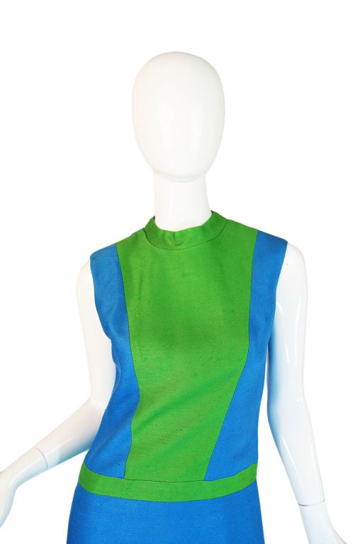 1960s Silk Color Block Mod Day Dress 1