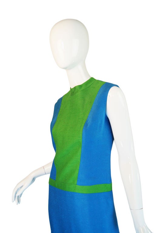 1960s Silk Color Block Mod Day Dress 2