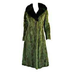 Vintage 1960s Hand Dyed Green Beaver Coat