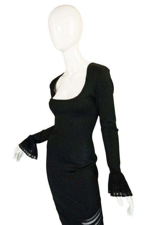 1990s Alaia Lace Panel Inset Dress 3