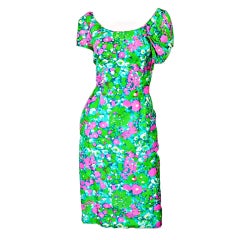 1960s Silk Mr Blackwell Floral Dress