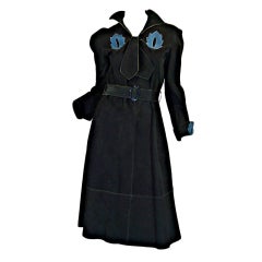 1970s Museum Quality Jean Muir Suede Dress