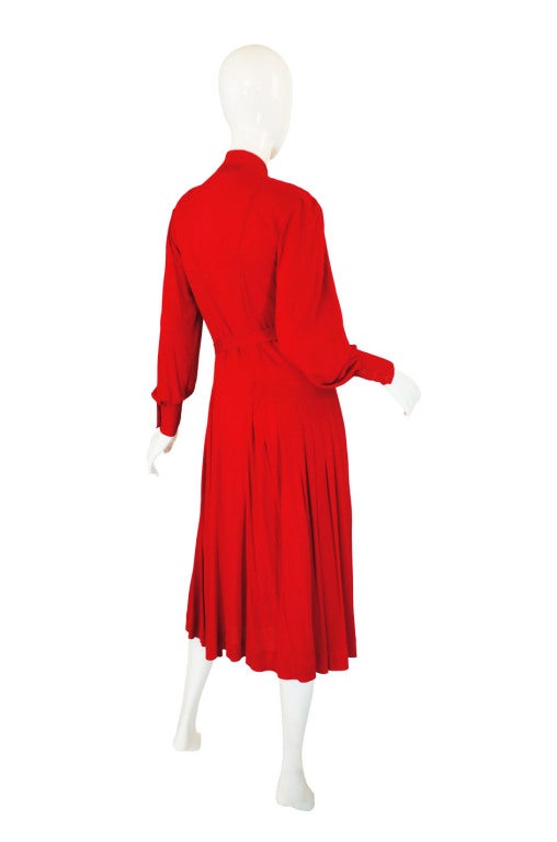 1970s Red Jersey Jean Muir Dress at 1stDibs
