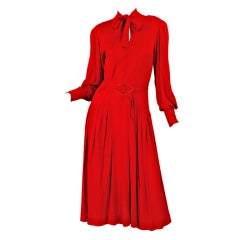 Vintage 1970s Red Jersey Jean Muir Dress