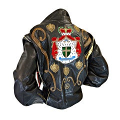 Vintage 1980s Moschino Leather Crest Jacket