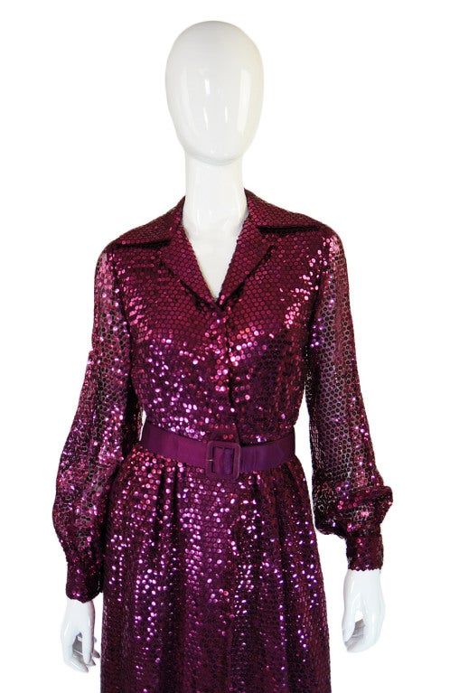 Women's 1970s Sequin Oscar De La Renta Dress