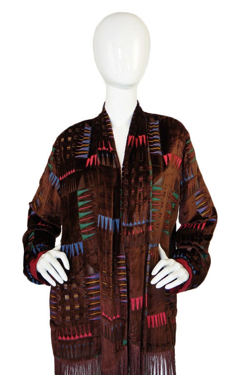 Women's 1920s Velvet Fringe Flapper Duster Coat