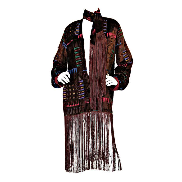 1920s Velvet Fringe Flapper Duster Coat at 1stDibs | 1920s duster ...